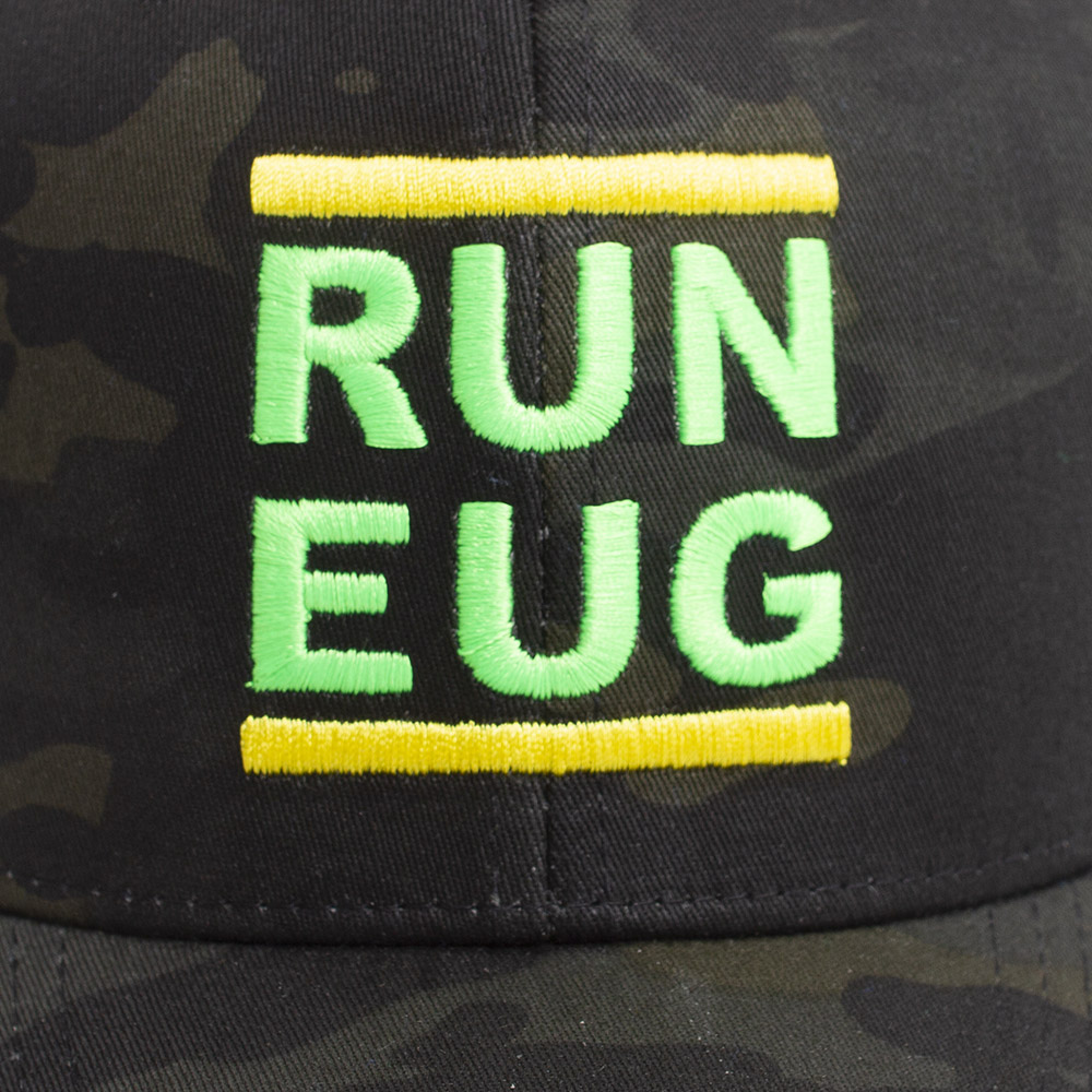 Run EUG, Embroidered, Trucker, McKenzie SewOn, Adjustable, Hat